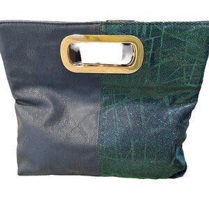 Vintage Ethel & Myrtle Inc. Blue Iridescent Peacock Inspired Tote Handbag